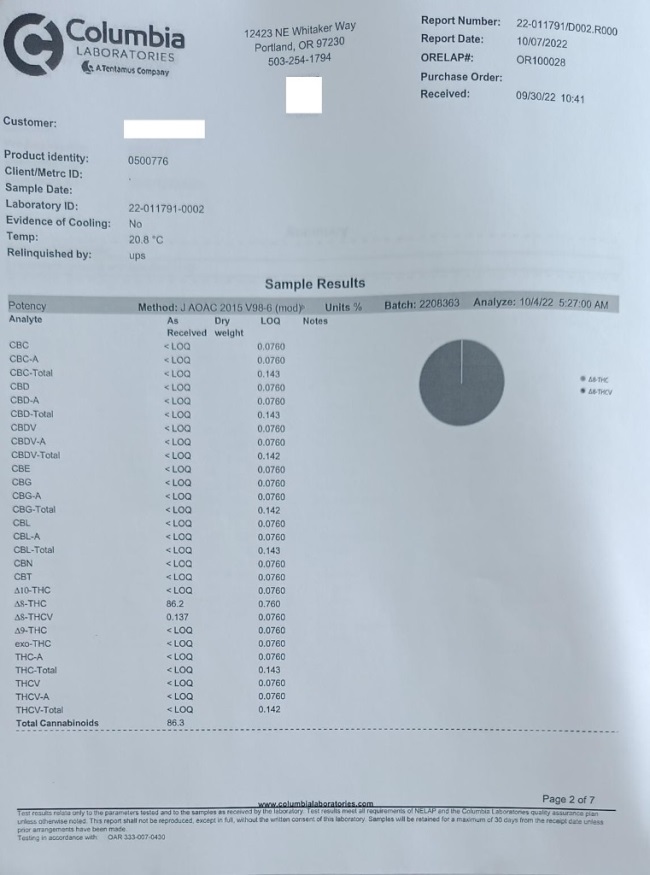 COA Delta distillate transparant